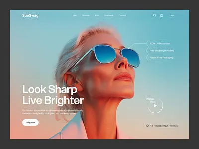 Sunglass eCommerce Website clean ui fashion website landing page modern ui sunglass ecommerce sunglass website ui uiux ux web design web ui website website design