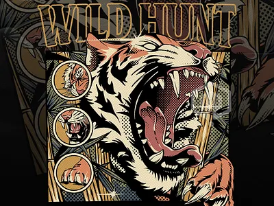 WILDHUNT (Design for Sale) artwork branding illustration illustrator merch merchandise outdoorapparel tiger tshirt tshirtdesign wild