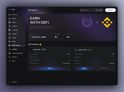 BNB Farming - Defi Dashboard bnb bnb farming crypto marketplace crypto website dashboard ui defi defi website finance finance dashboard finance website product
