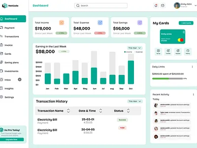 FinTech-Dashboard/Admin-Panel app dashboard design fintech typography ui ux web