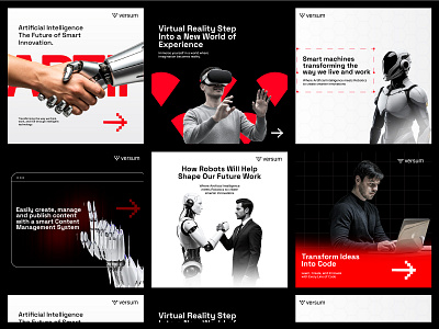 Versum- Social Media Post Design ai social media design best graphic designers dribbble brand identity brand marketing modern social media design print red black social media design social media marketing social media post design social media strategy tech social media