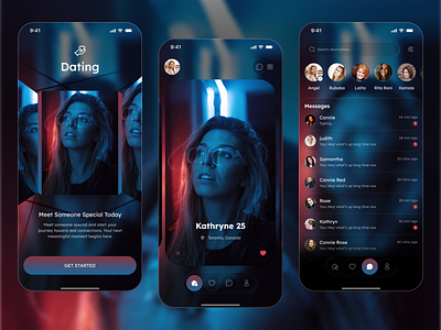 Dating App Concept – Chat UI app chat interface dating app dating concept dating ui mobile mobile app design onboarding profile screen social app swipe ui ui ux