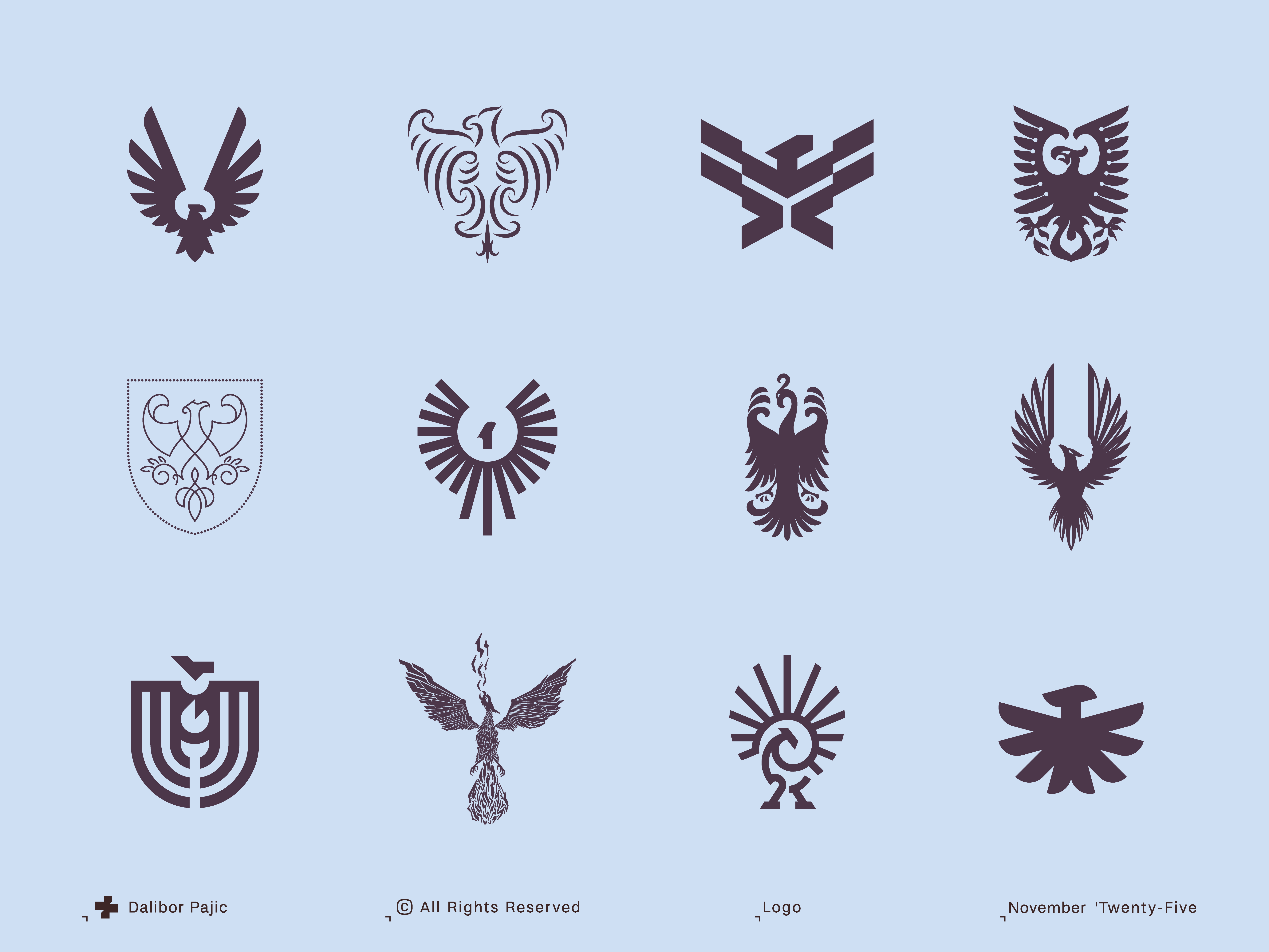 Example of Phoenix bird logo collection