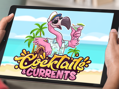 Cool Flamingo Logo Design, Custom Animal for Beach Branding animal beach beehaya bird branding cartoon design drink flamingo hawaiian illustration logo summer vibe vector