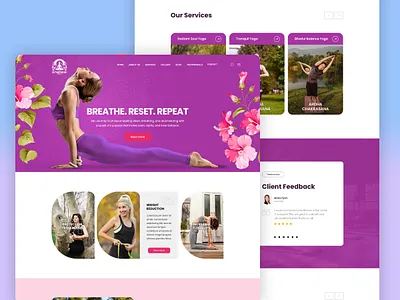 Zensphere Yoga Website Design calming color palette creative web design elegant website mockup feminine web design fitness website design floral theme design holistic wellness design mindful design approach modern ui design peaceful website aesthetic responsive web layout soft color web design wellness branding wellness studio branding wellness user experience yoga brand identity yoga hero section yoga studio website yoga website design zen design