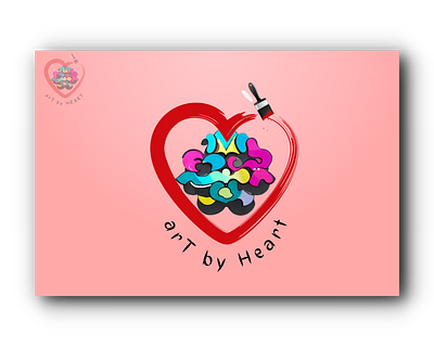 Art By Heart logo design 3d animation art branding brush design graphic design heart illustration logo pink logo shadow vector