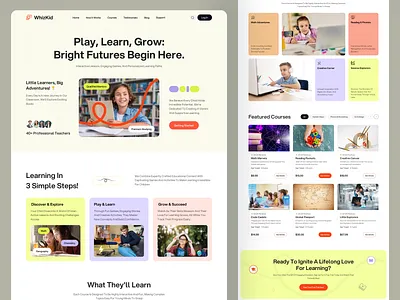 Kids Education Website child website clean ui edtech education elearning kids education website kids learning landing page learning platform modern website online learning playful design product design ui ui design ux ux design web design website design
