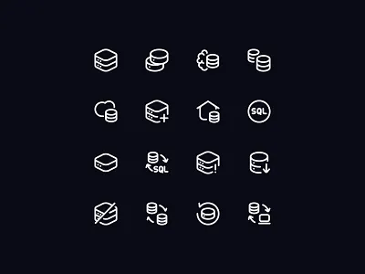 Neaticons Database Icons - Linear Style branding clouad data database design icon icon pack iconography icons neaticons phpmyadmin sql storage transfer ui