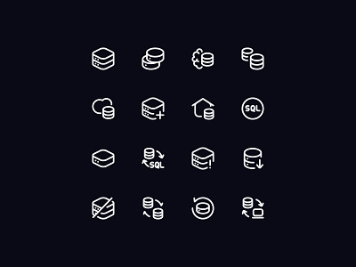 Neaticons Database Icons - Linear Style branding clouad data database design icon icon pack iconography icons neaticons phpmyadmin sql storage transfer ui