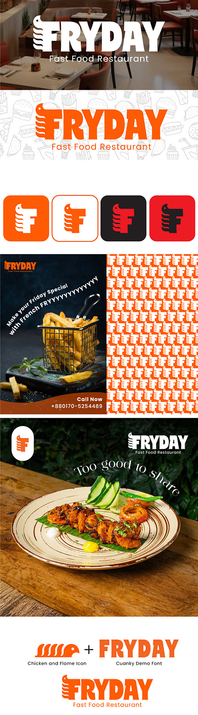 Fryday Fast Food Restaurant Logo design branding design graphic design illustration logo typography vector