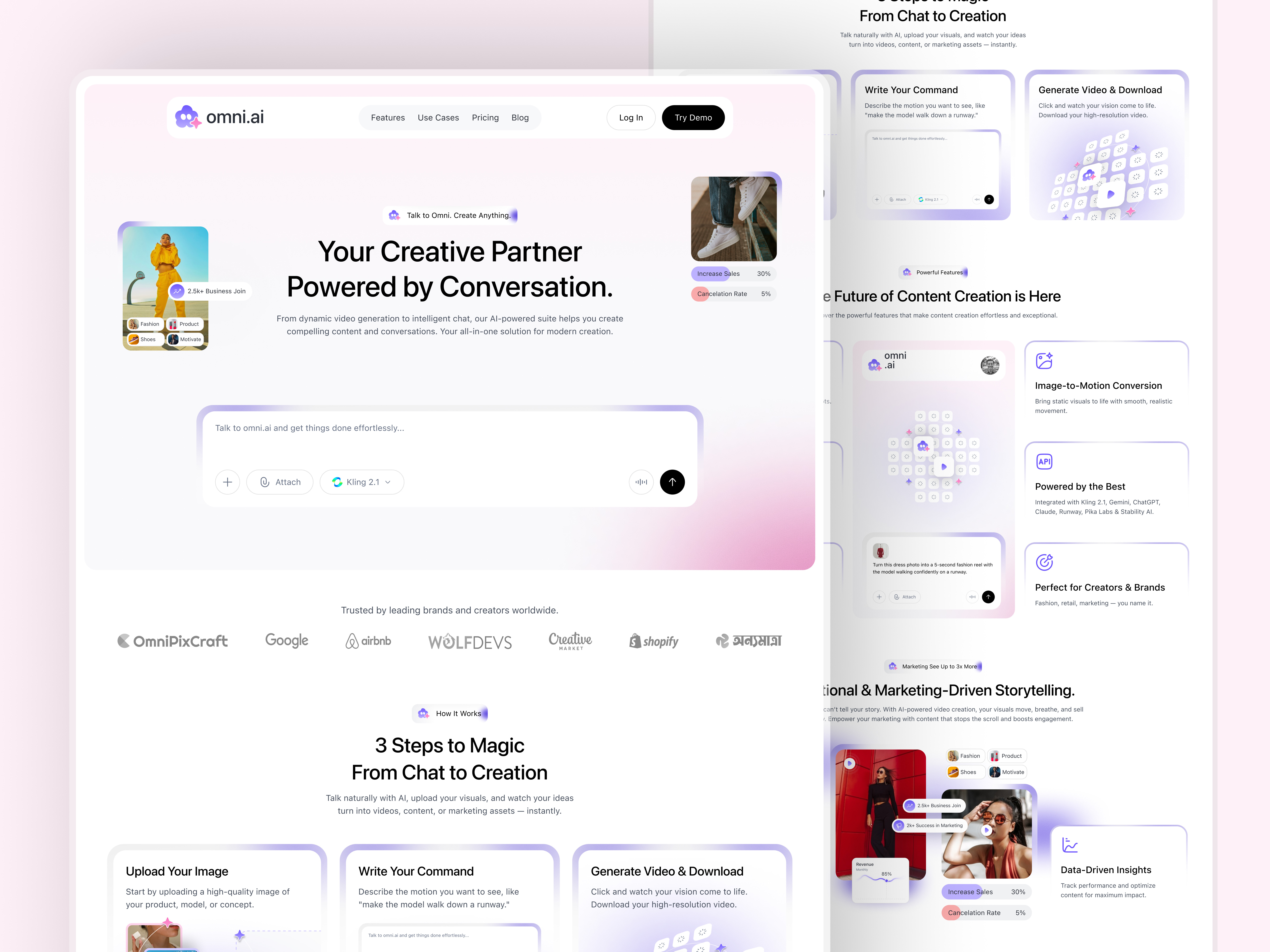 AI Video-Generated Platform Landing Page Design | Radiyal ai generate ai landing page ai video bento card chatbot landing page marketing video product design product video generate radiyal saas saas bento ui ui design veo3 video generate web app web design web ui design website design