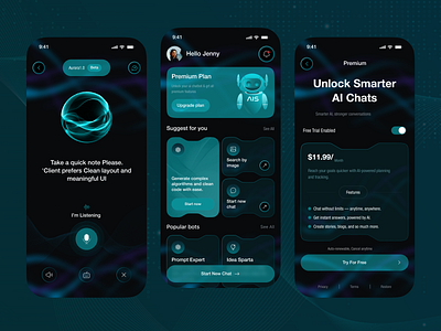 AI Assistant Mobile App – Your Everyday Smart Companion ai ai app ai app design ai startup ai technology ai voice artificial intelligence chat gpt ios app design machine learning mind journey mobile app mobile app design product tech