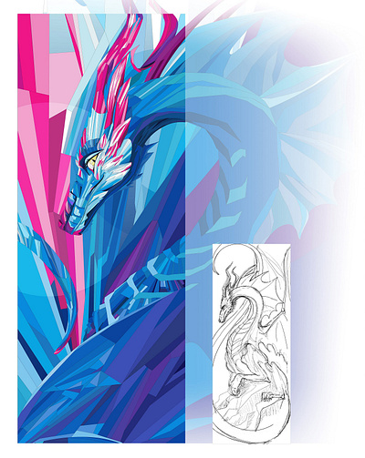 Dragon for scarf print design dragon from sketch to illustration illustration print print design scarf scarf design textile design textile print vector vector illustration