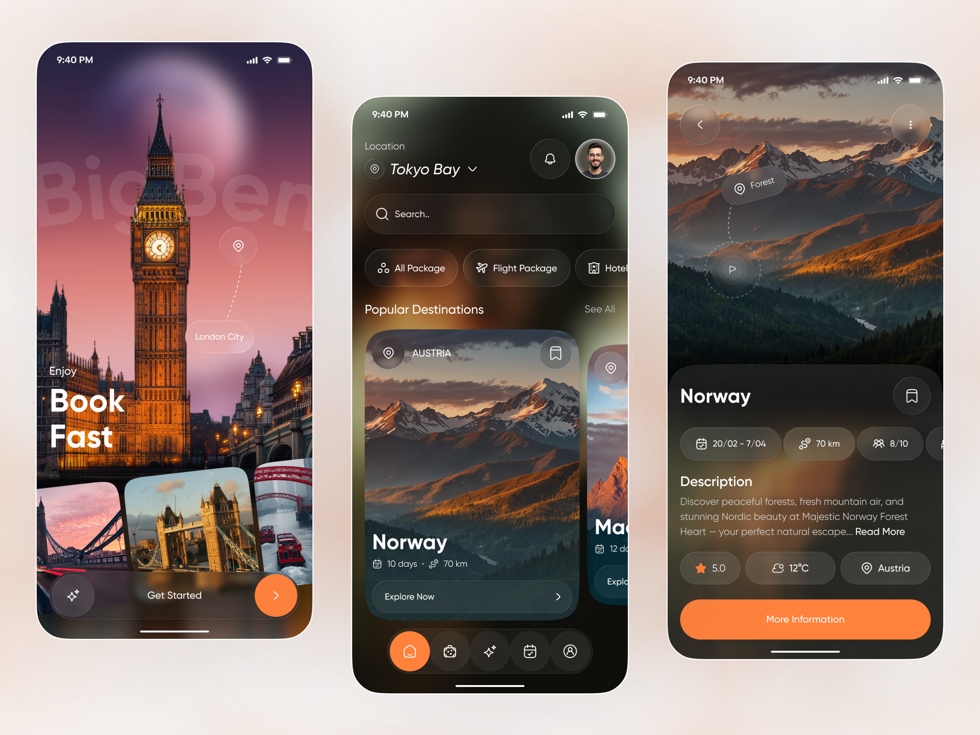 Destination Explorer App — AI-Powered Tour Packages & Travel UI ai travel app app design booking app destination explorer explore app design flight booking app mobile mobile app tour guide app tour package app tourism app travel agency app travel app travel booking travel inspiration travel mobile app travel planner app travel ui design trip planner ui design