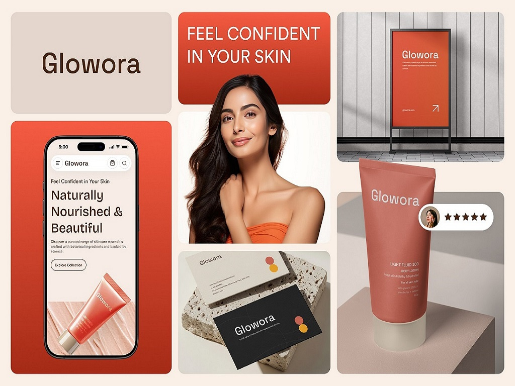Glowora - Skincare Branding beauty beauty product beauty website brand branding cosmetic cosmetology ecommerce face healthcare makeup self care skin skin care skincare skincare brand skincare website uiux visual identity web design