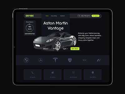 EASY RIDE Cars Landing Page booking booking app booking car car car app car booking car club car rent car rent service easy ride car easy ride car rent rent rent a car rental rental app rental company rental website sport car web web design