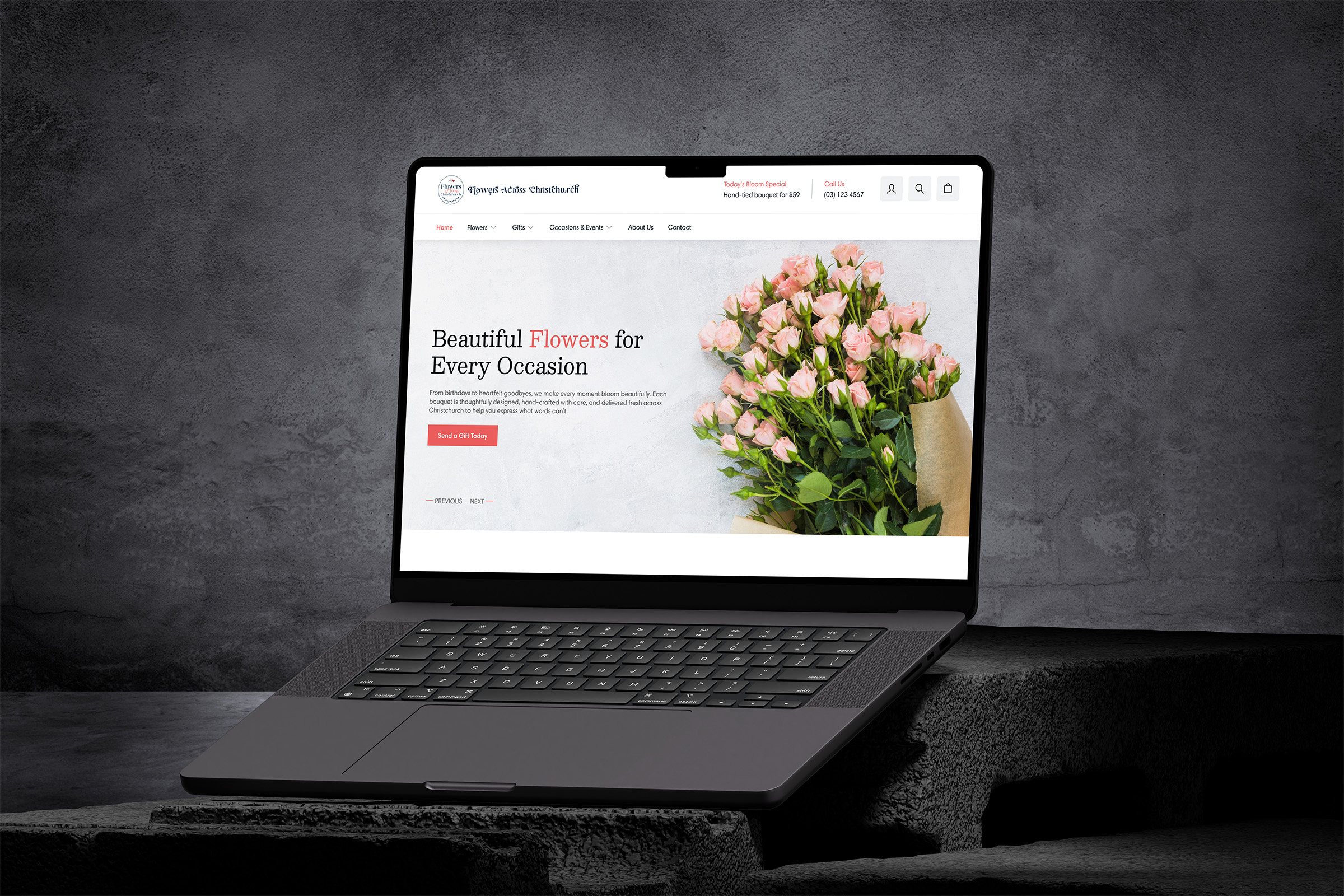 Flowers Across Christchurch — Shopify E-Commerce Website Design flower ecommerce store flower ui design flower web design flower website shopify design ui ui design ui ux web design website website design