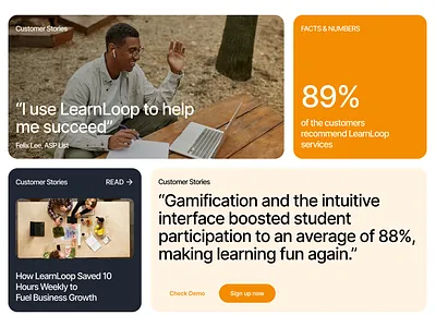 Bento Design Cards for LearnLoop - An Edu Learning Platform bento best blinxpace branding card design illustration logo minimal modern product simple ui ux web website