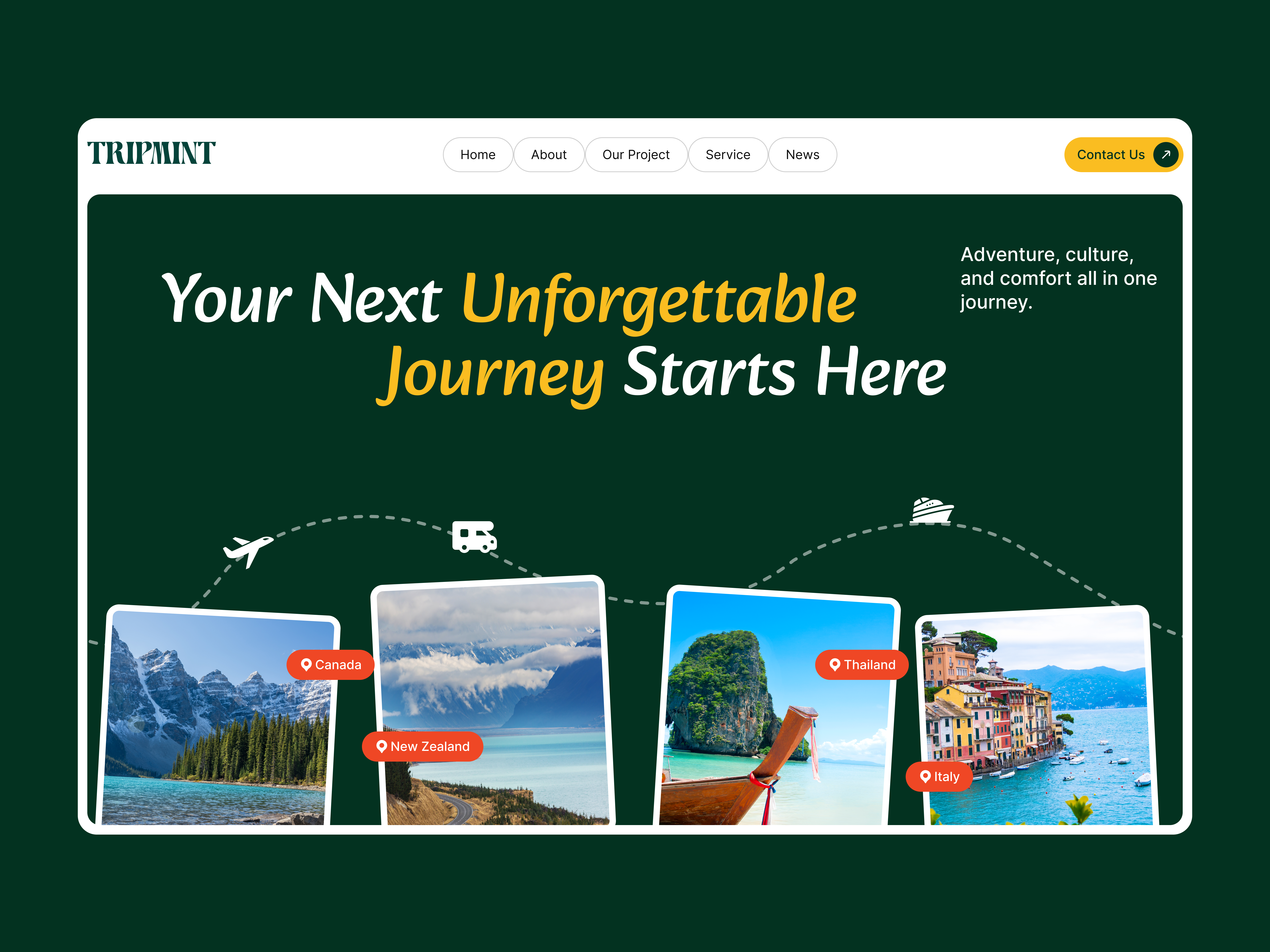 Example of Modern Travel Landing Page UI Design Traveling Web Design