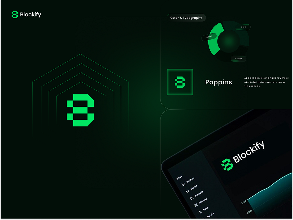 Blockify crypto tech modern logo design with block geometric mark