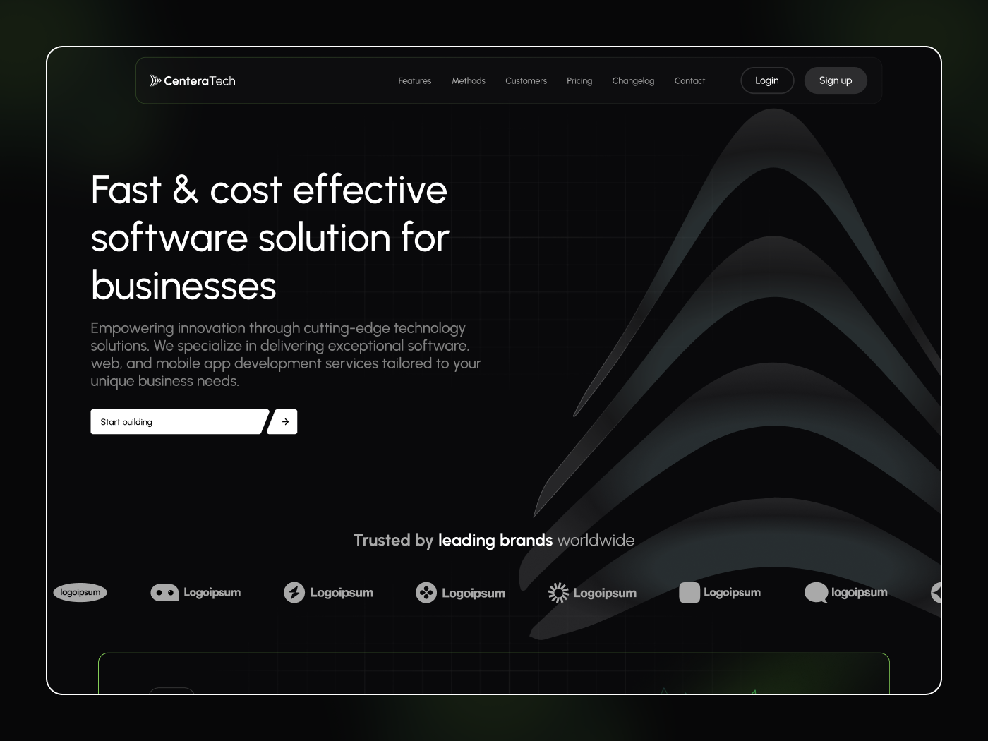 CenteraTech Agency Website - Dark branding dark website design hero home hover animation illustration landing page logo pricing resources saas scroll effect ui uiux user interface ux design web design website