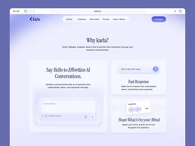 Karla | AI Chatbot Website Design ai chat app ai chatbot design ai chatbot landing page ai chatbot website figma design graphic design modern landing page ui modern ui modern web design modern website design pixxen ux design