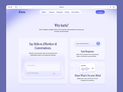 Karla | AI Chatbot Website Design ai chat app ai chatbot design ai chatbot landing page ai chatbot website figma design graphic design modern landing page ui modern ui modern web design modern website design pixxen ux design