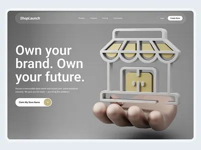 Business Landing Page for Store Creation Platform 3d 3d design business landing page business website e commerce ecommerce ecommerce ui landing page saas startup design ui web web design webdesign website website design