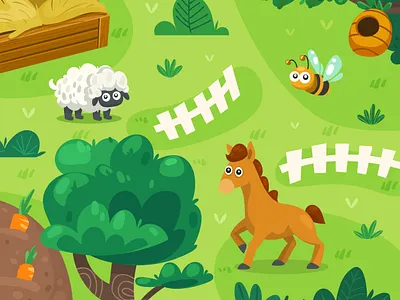 Farm Animals - Busy Book - Playful Cartoon Illustration for Kids activity book adobe illustrator board game design book illustration busy book cartoon bee cartoon book cartoon farm cartoon horse cartoon illustration cartoon sheep children book children book illustration farm animals illustration kids book illustration