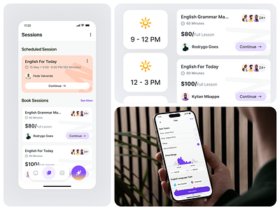 Fluen AI – Book Tutor Experience ai aiassistant course e learning education app educationapp edutech languagelearning learning livesessions management mobileapp onlinecourse onlinetutoring personalized skilldevelopment teacher tutor tutorbooking ui