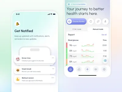 AI-Powered Diabetic App | Mobile UI/UX Design ai health app app design dashboard design diabetes app focotik glucose tracking medical app ux mobile app design mobile ui design ui ui design ui ux design uiux user experience ux for healthcare wellness ui
