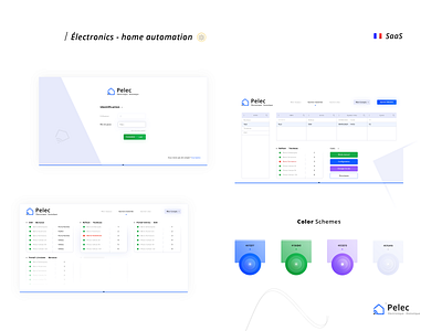 Pelec. SaaS Home Automation banner brand branding color schemes dashboard graphic design home automation icon set icons designer illustration illustrator ai light ui logo logotype photoshop psd print designer saas saas designer tab login typo typography ui ux ui ux designer