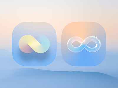 Tempo Icon Concepts — Infinity Loop (Figma) vs Infinity Glass (S app branding app icon clean figma gradient health app healthspan icon design infinity ios icon liquid glass logo longevity midjourney minimal mobile app spline ui ux