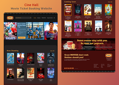 Cine Hall : Movie Ticket Booking Website 3d app branding design design thinking graphic design logo movie ticket booking product design ui user research ux web app website design