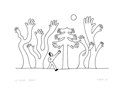 A Friendly Forest abran animation branding design drawing forest graphic design hiking illustration logo mood psychologi ui vector walk