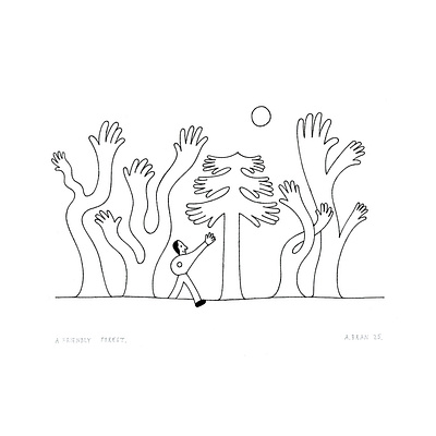A Friendly Forest abran animation branding design drawing forest graphic design hiking illustration logo mood psychologi ui vector walk
