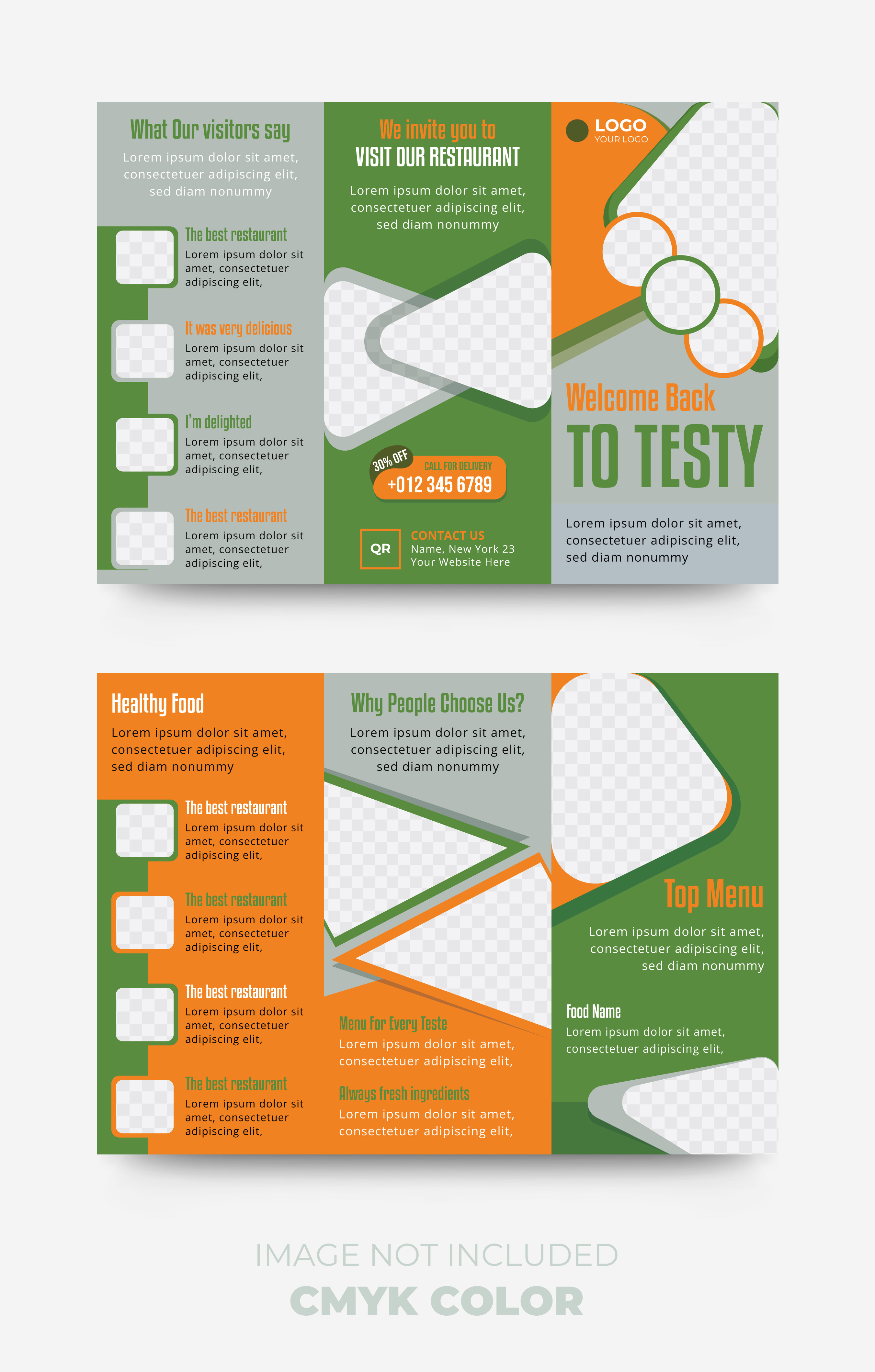 Restaurant food trifold brochure design brochure cmyk design food layout print restaurant shop template trifold