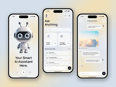 Ai Chat Bot Mobile App UI Design ai app ai assistant ai chatbot ai ui concept chat interface chatbot app clean ui design minimal ui mobile app design mobile ui uiuxdesign