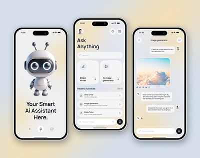 Ai Chat Bot Mobile App UI Design ai app ai assistant ai chatbot ai ui concept chat interface chatbot app clean ui design minimal ui mobile app design mobile ui uiuxdesign