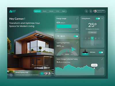 Home Dashboard UI/UX Design for Modern Intelligent Living dashboard mobileappdesign moderndesign responsivedesign smart dashboard ui uidesign uiuxdesign uxdesign
