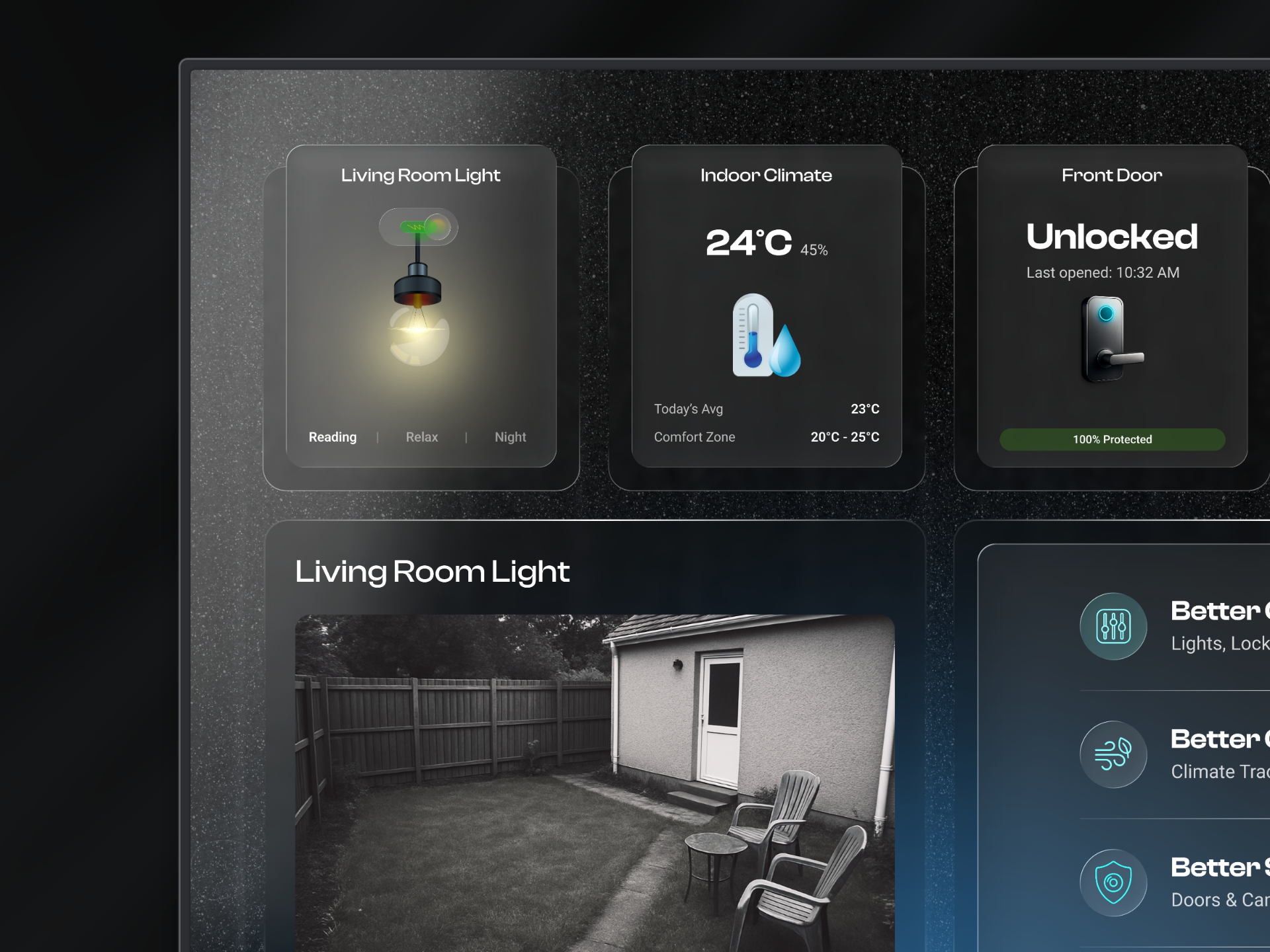 Smart Home Dashboard UI—Modern IoT Components for Home Control appinterfacedesign figma futuristicui glassmorphism homeautomationui iotdashboard liquid glass liquidglasseffect mobiledashboard neumorphismui smarthomeui ui ui desing uidesigndaily uxuidesigner