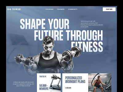 TrainLab - Fitness & Gym Website design fitness fitness uiux design fitness website gym gym website gym website header health fitness header health fitness website hero section minimal sports website design ui uiux web design website website design workout website workout website design