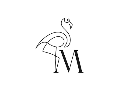 Flamingo M animal animal logo animal logos bird logo branding combination creative design flamingo logo graphic design icon illustration logo logo designer mark minimal monoline pink single line logo stork