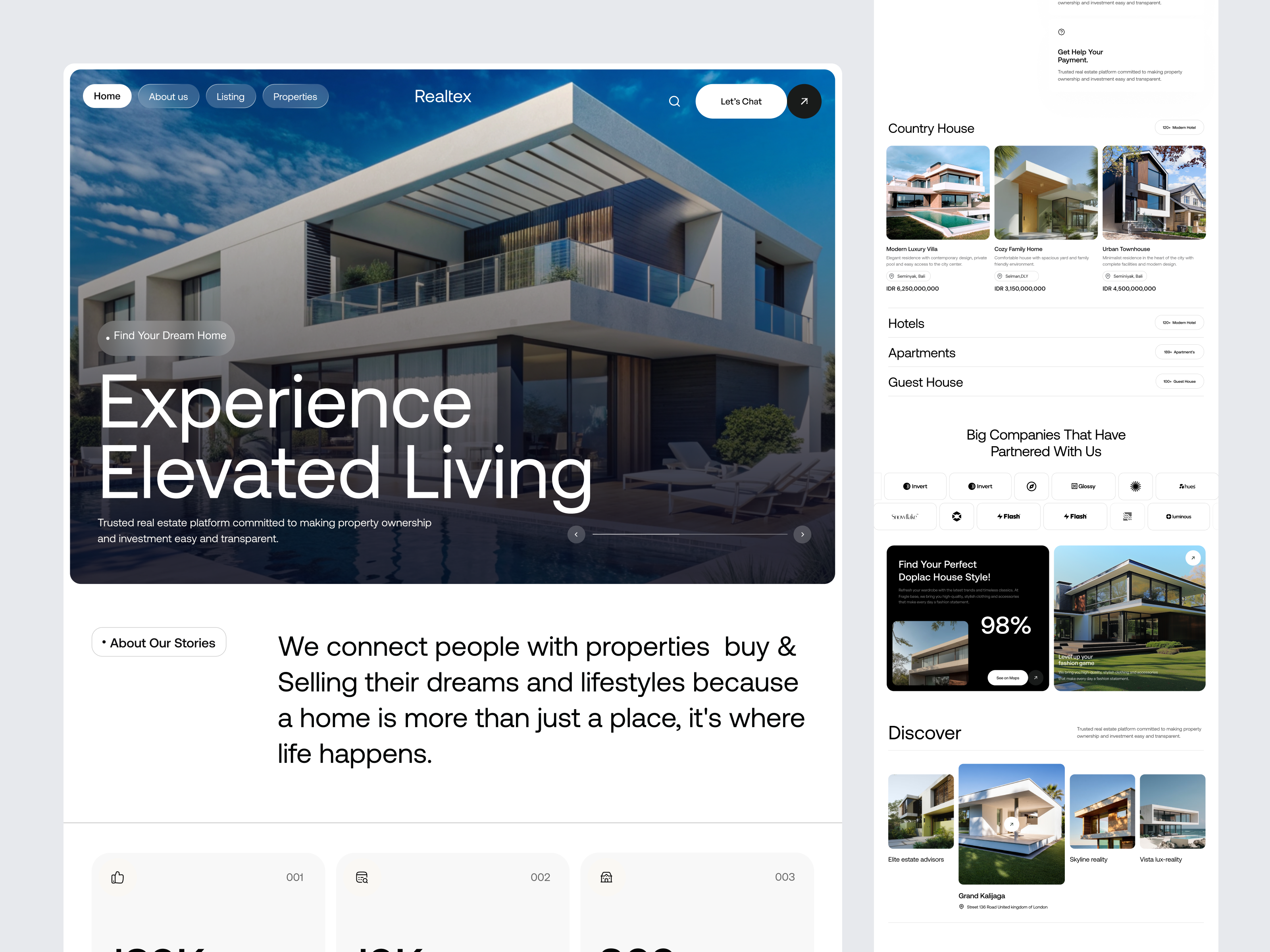 Realtex - Real Estate Website Design clean design landing page design oripio real estate real estate landing page real estate template real estate web real estate website real estate website design ui design web design website design