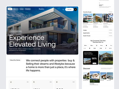 Realtex - Real Estate Website Design clean design landing page design oripio real estate real estate landing page real estate template real estate web real estate website real estate website design ui design web design website design