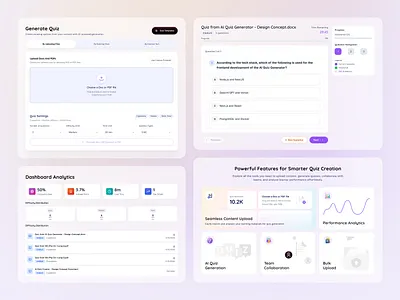 AI PDF to Quiz Generator - Theme Two branding design figma figmadesign graphic design illustration logo ui uidesign uiux