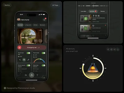 Smart Home Mobile App Design – Sentry app app landing page fintech app home improvement home service iot app iot dashboard mobile app design mobile app ui monitoring app phenomenon studio real time monitoring security design security logo security systems security website smart home app smart home logo ui ux design