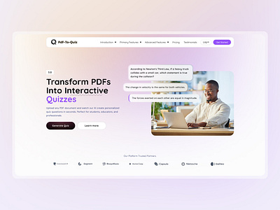 AI PDF to Quiz Generator - Theme Two branding design figma figmadesign graphic design illustration logo ui uidesign uiux