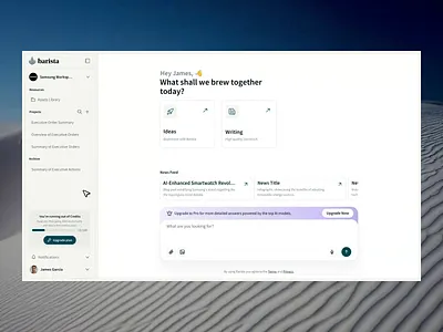 Barista - AI LLM SaaS Dashboard agency ai ai chatbot app chatgpt dashboard design intuitive landing page llm menu navigation pr agency prompt saas seamless side panel ui ux website