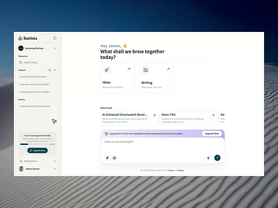 Barista - AI LLM SaaS Dashboard agency ai ai chatbot app chatgpt dashboard design intuitive landing page llm menu navigation pr agency prompt saas seamless side panel ui ux website
